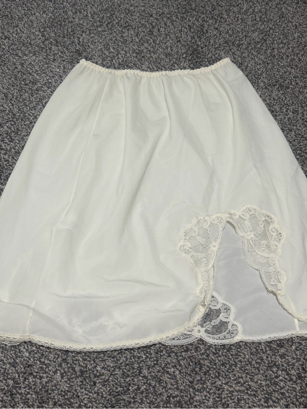 Vintage Ivory Lace Half Slip size large vintage lace trim slip made in the USA